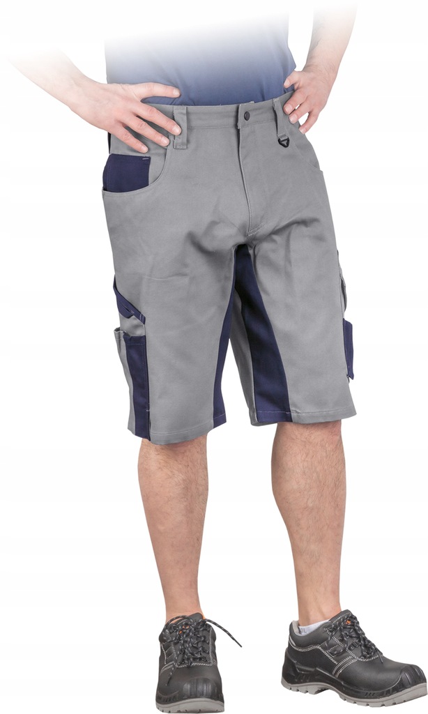 Spodnie robocze krótkie POND – męskie szorty robocze z bawełny, z kieszeniami i uchwytem na klucze, idealne na upalne dni w pracy.