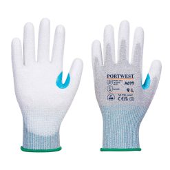 Rękawice ESD antyprzecięciowe Portwest A699 z powleczeniem PU na dłoni — 12 par, szary/biały