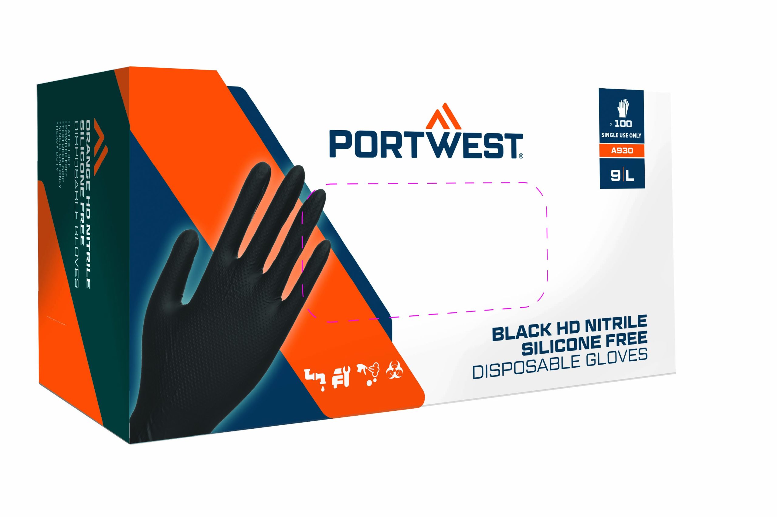 Rękawice jednorazowe nitrylowe Portwest A930 High Durability z technologią Crystal Grip — opakowanie 100 sztuk