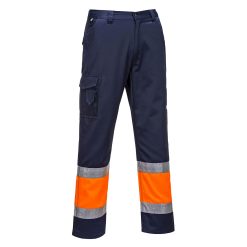 Spodnie bojówki dwukolorowe z elementem odblaskowym E049 Portwest