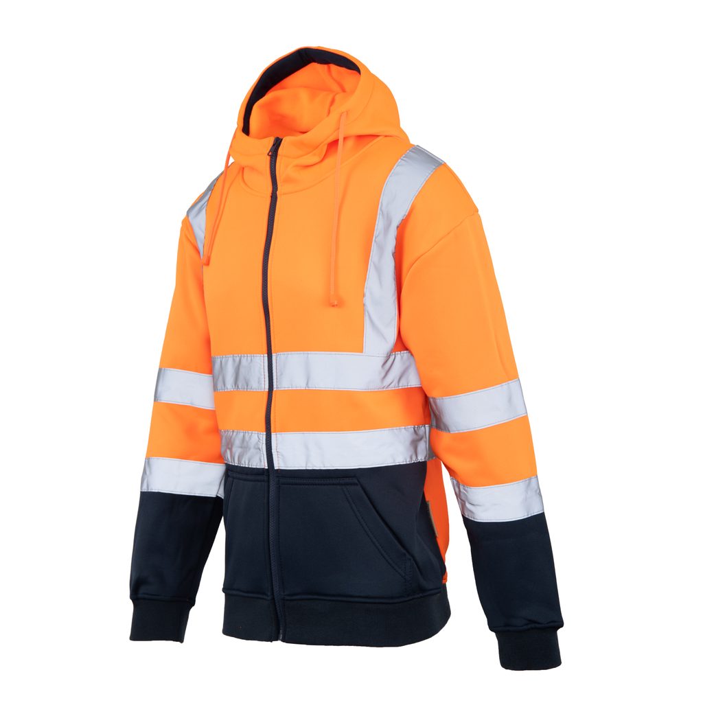 Bluza dresowa z granatową wstawką odblaskowa Polstar Brixton Flash BF014 kat. II Pomarańczowy/granatowy