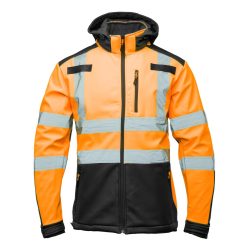 Kurtka softshell z granatową wstawką z pasami odblaskowymi Polstar Brixton Flash BF005 kat. II kl. 2, kolor pomarańczowy Pomarańczowy