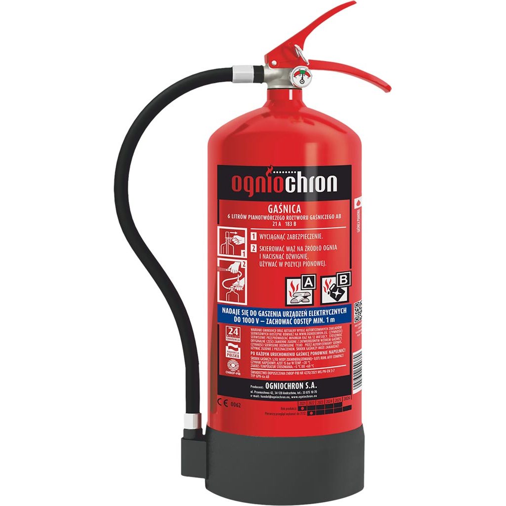 Gaśnica pianowa Ogniochron OGPN-6XAB-MP 6 kg Czerwony