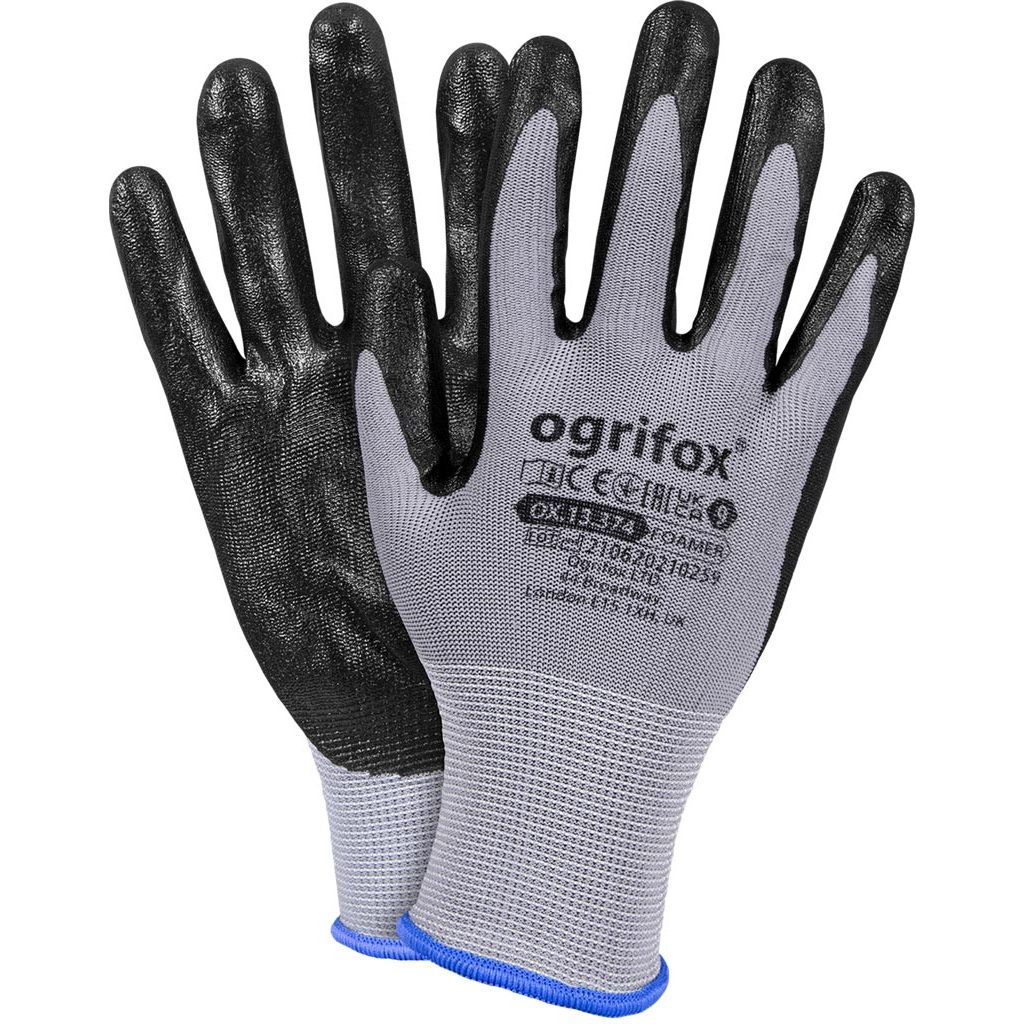 Rękawice ochronne Ogrifox OX-FOAMER OX.13.374 – nitryl, opak. 120 par Szaro-czarny