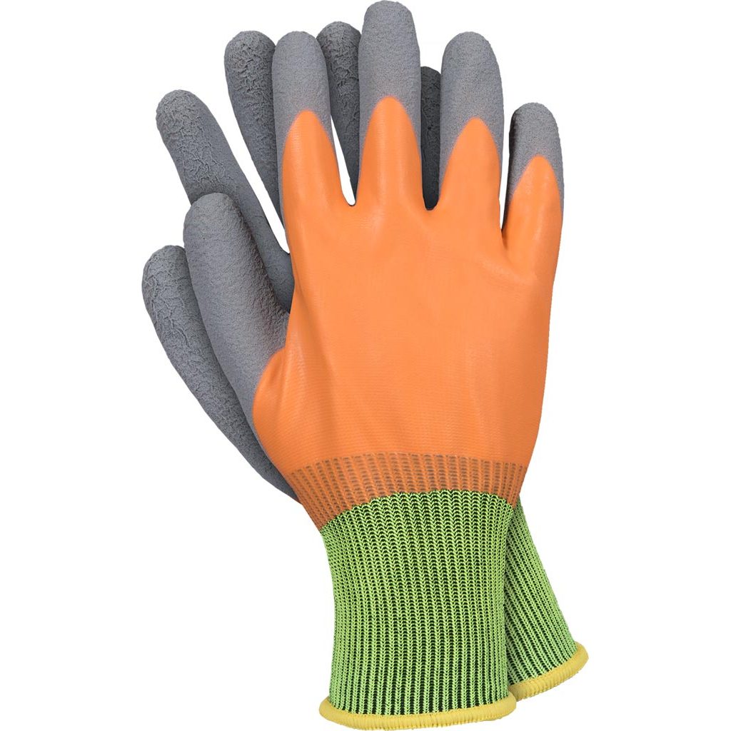 Rękawice ochronne Ogrifox OX-ORANGE OX.11.584 – lateks, opak. 72 pary Pomarańczowo-żółto-szary