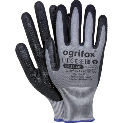 Rękawice ochronne Ogrifox OX-PUNKTER OX.13.348 – nitryl, opak. 120 par Szaro-czarny