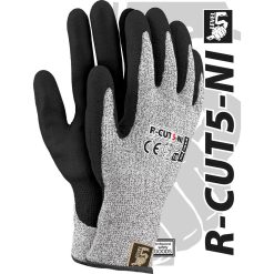 Rękawice ochronne Reis R-CUT5-NI – nitryl, EN 388, opak. 12 par Czarno-biało-czarny
