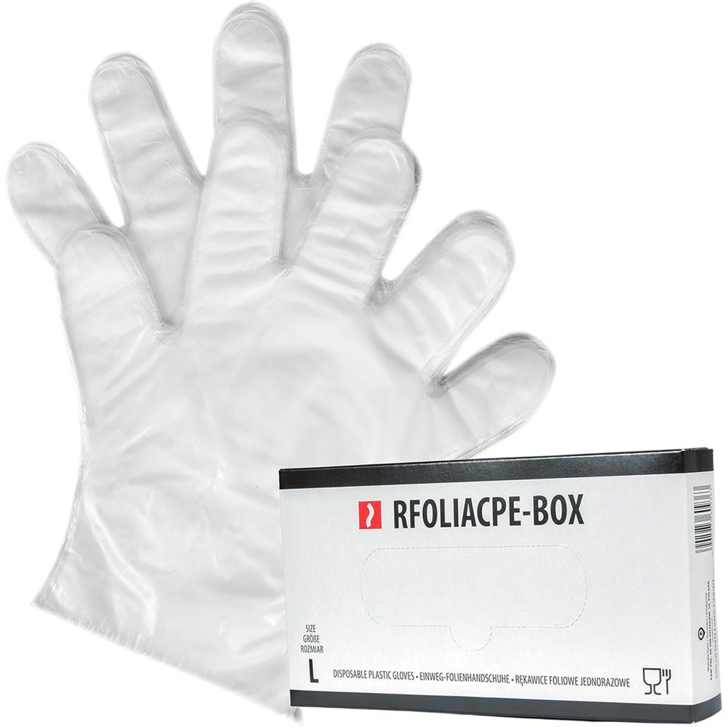 Rękawice foliowe jednorazowe Reis RFOLIACPE-BOX – folia Transparentny