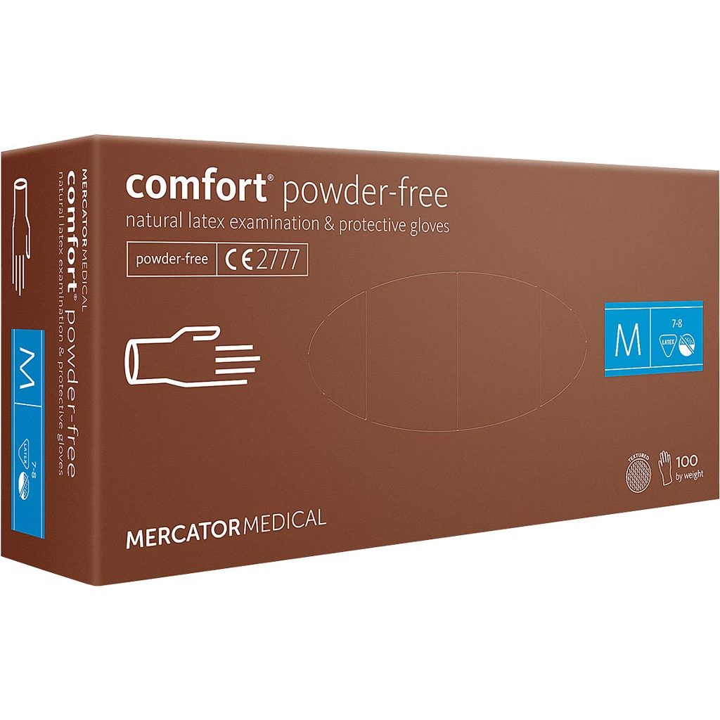 Rękawice lateksowe Mercator Medical RMM-COMFORT-PF – lateks Kremowy