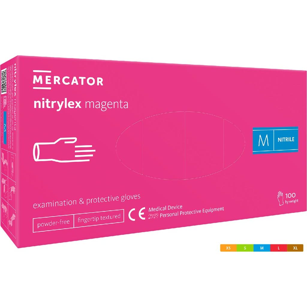 Rękawice nitrylowe Mercator Medical RMM-NITMAGENTA – nitryl Różowy