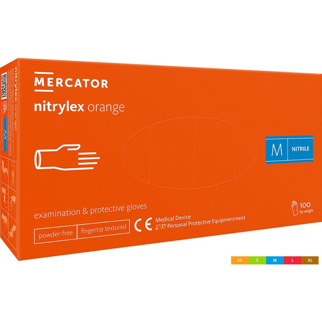 Rękawice nitrylowe Mercator Medical RMM-NITORANGE – nitryl Pomarańczowy