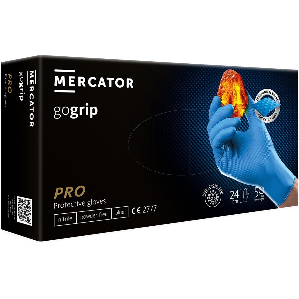 Rękawice nitrylowe Mercator Medical RMM-PGRIPGO – nitryl Niebieski
