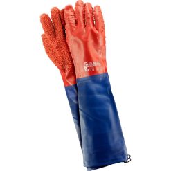 Rękawice ochronne Reis RPCV60-FISH – PCV, EN 388, opak. 6 par Czerwono-niebieski